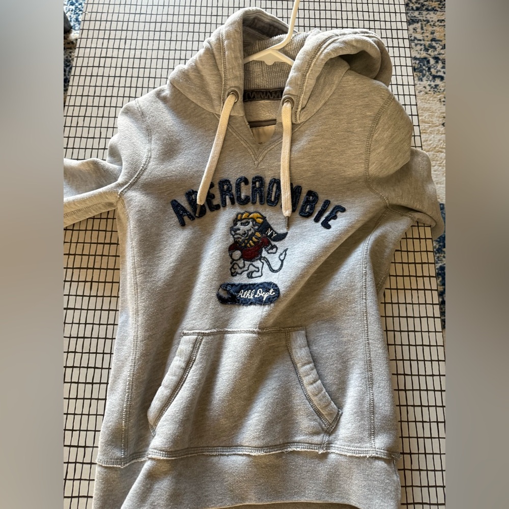 Abercrombie & Fitch Heather Gray hoodie jacket sz S lion